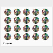 Drie katten en de maan ronde sticker (Vel)