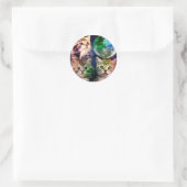 Drie katten en de maan ronde sticker (Tas)