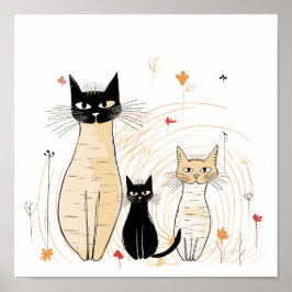 Drie katten familie poster