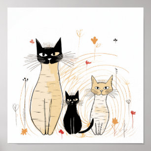 Drie katten familie poster