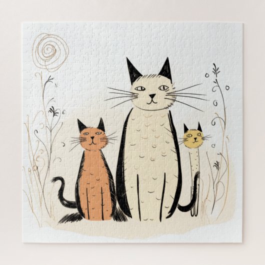 Drie katten familie puzzel (Verticaal)