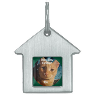 Drie katten foto's, gepersonaliseerde kerst huisdieren naamplaatje