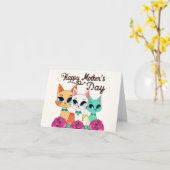 Drie katten "Gelukkige Moederdag" Kaart (Gele Bloem)