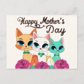 Drie katten "Happy Mothers Day" Briefkaart (Voorkant)