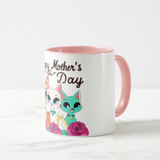 Drie katten "Happy Mothers Day" Mok (Voorkant rechts)