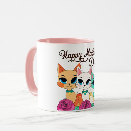 Drie katten "Happy Mothers Day" Mok (Voorkant links)