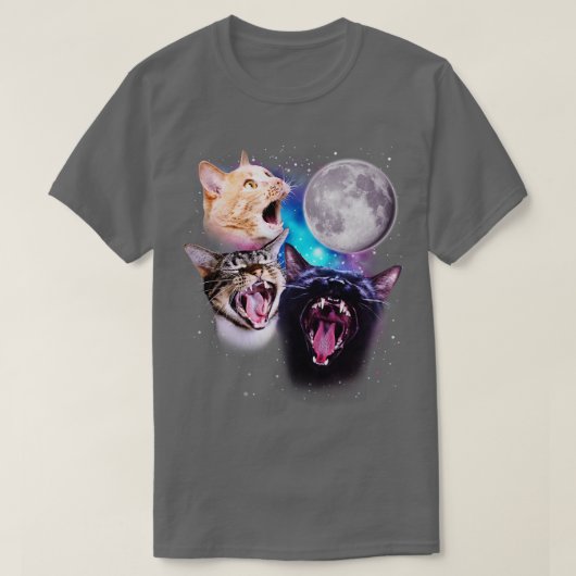 Drie katten huilen bij de maan t-shirt (Design voorkant)