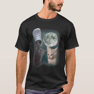Drie katten huilen bij Moon  Funny Cat huilen T-shirt