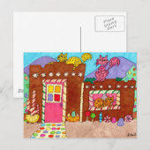 Drie katten in een Adobe Gingerbrood House Briefkaart (Voorkant / Achterkant)