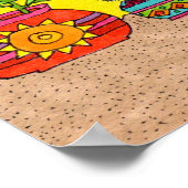 Drie Katten in een Geel Huis van Adobe Poster (Hoek)