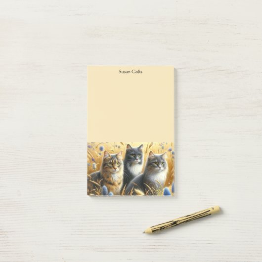 Drie katten kattenliefhebber Post-It-notities Post-it® Notes (Op bureau)
