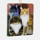 Drie Katten met een Houding Keramisch Ornament (Rechts)