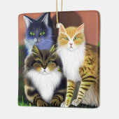 Drie Katten met een Houding Keramisch Ornament (Links)