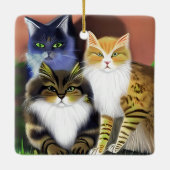Drie Katten met een Houding Keramisch Ornament (Achterkant)