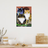 Drie Katten met een Houding Poster (Keuken)
