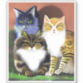 Drie Katten met een Houding Sticker (Voorkant)
