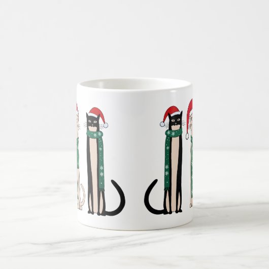 Drie katten met een pet koffiemok (Center)