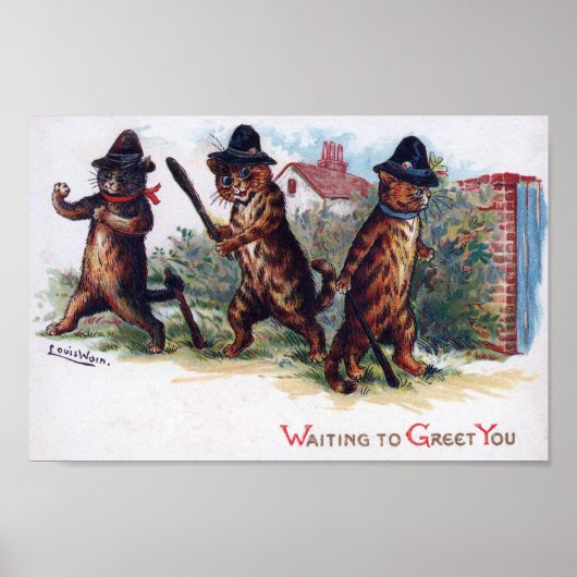 Drie katten met gember, Louis Wain Poster (Voorkant)