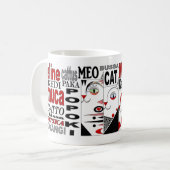 Drie katten Mok 11oz. Rood, zwart, wit (Voorkant links)