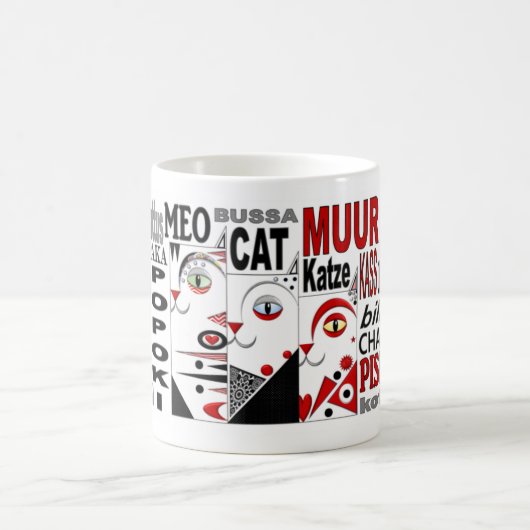 Drie katten Mok 11oz. Rood, zwart, wit (Center)
