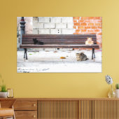 Drie katten op een bankje canvas afdruk (Insitu (Woonkamer))