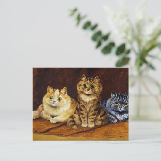 Drie Katten op een Perzisch Rug van Louis Wain Briefkaart (Staand voorkant)