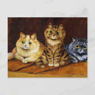 Drie Katten op een Perzisch Rug van Louis Wain Briefkaart