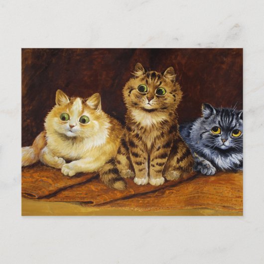 Drie Katten op een Perzisch Rug van Louis Wain Briefkaart (Voorkant)