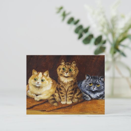 Drie Katten op een Perzisch Rug van Louis Wain Briefkaart (Staand voorkant)
