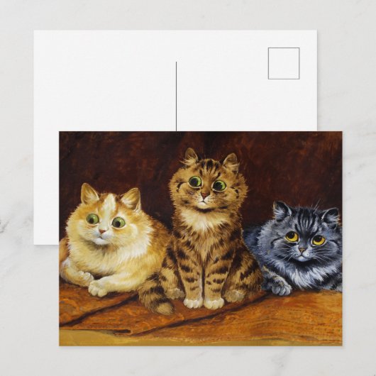 Drie Katten op een Perzisch Rug van Louis Wain Briefkaart (Voorkant / Achterkant)