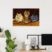 Drie Katten op een Perzisch Rug van Louis Wain Poster (Thuiskantoor)