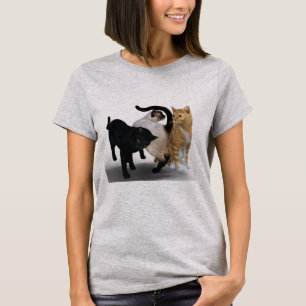 Drie katten op voor- en achterkant t-shirt