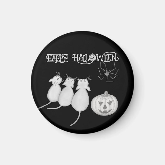 Drie katten, pompoen en spin Halloween Magneet (Voorkant)