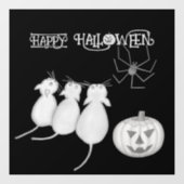 Drie katten, pompoen en spin Halloween Raamsticker (Vel)