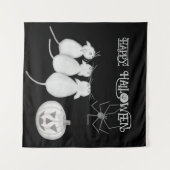 Drie katten, pompoen en spin Halloween Wandkleed (Voorkant (horizontaal))