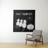 Drie katten, pompoen en spin Halloween Wandkleed (In situ)