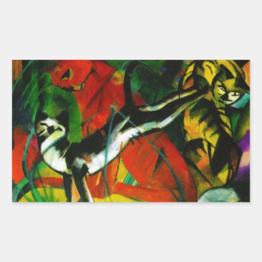 Drie katten rechthoekige sticker (Voorkant)