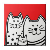 Drie Katten rood Tegeltje (Voorkant)