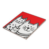 Drie Katten rood Tegeltje (Zijkant)