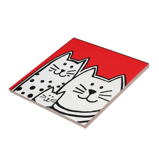 Drie Katten rood Tegeltje (Zijkant)