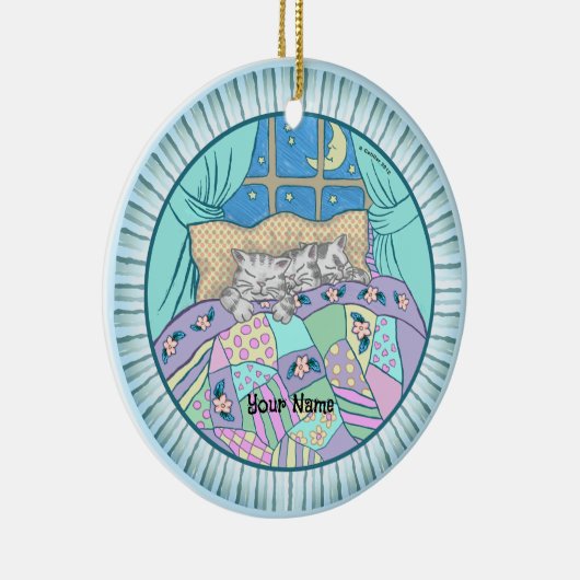 Drie katten slapen keramisch ornament (Rechts)