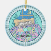 Drie katten slapen keramisch ornament (Voorkant)