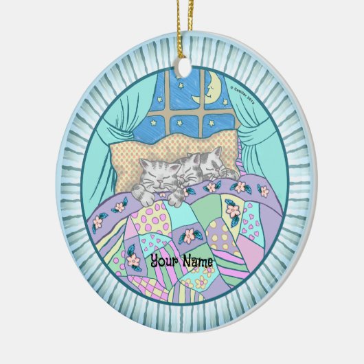 Drie katten slapen keramisch ornament (Links)