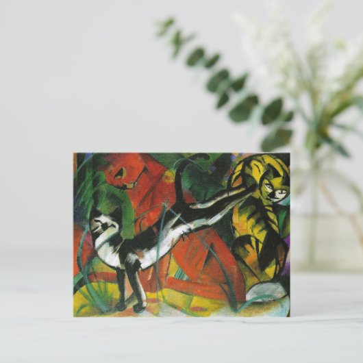 Drie katten van Franz Marc Briefkaart (Staand voorkant)