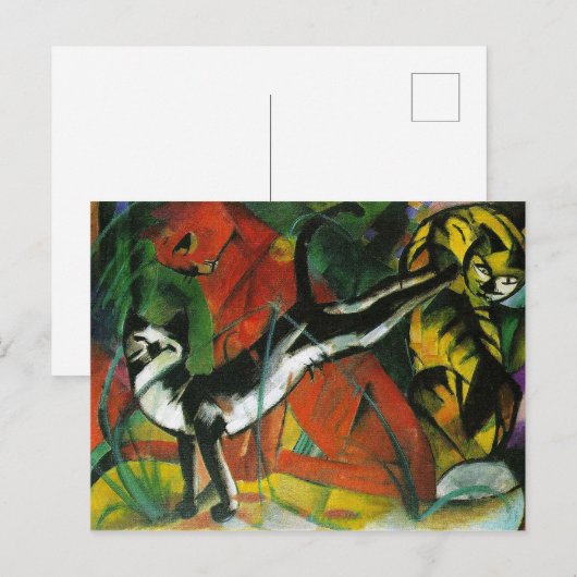 Drie katten van Franz Marc Briefkaart (Voorkant / Achterkant)