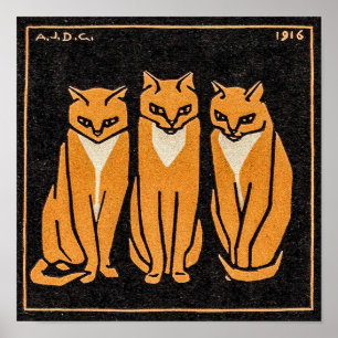 Drie katten van Julie de Graag Poster