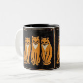 Drie katten van Julie de Graag Tweekleurige Koffiemok (Voorkant links)