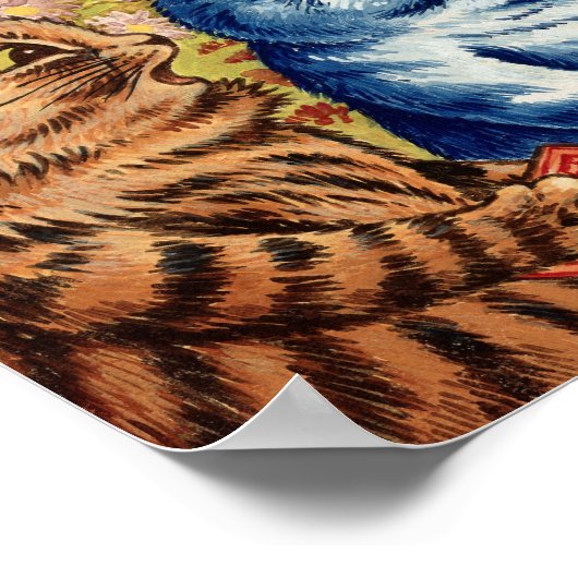 Drie katten zingen door Louis Wain Poster (Hoek)