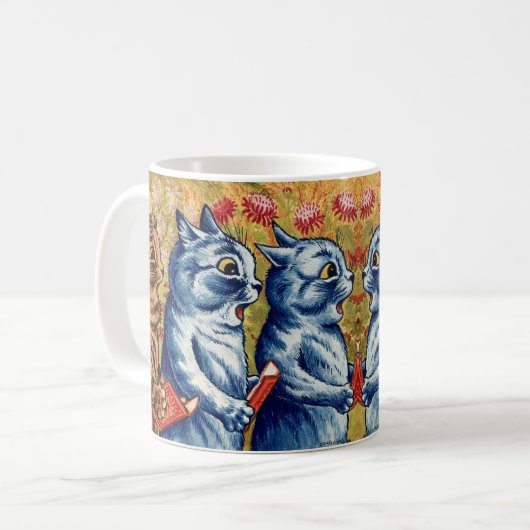 Drie katten zingen. Gouache van Louis Wain, 1925 Koffiemok (Voorkant links)
