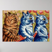 Drie katten zingen. Gouache van Louis Wain, 1925 Poster (Voorkant)